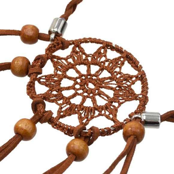 Boho Peacock/Brown Feather Dreamcatcher Headdress - Picture 5 of 14